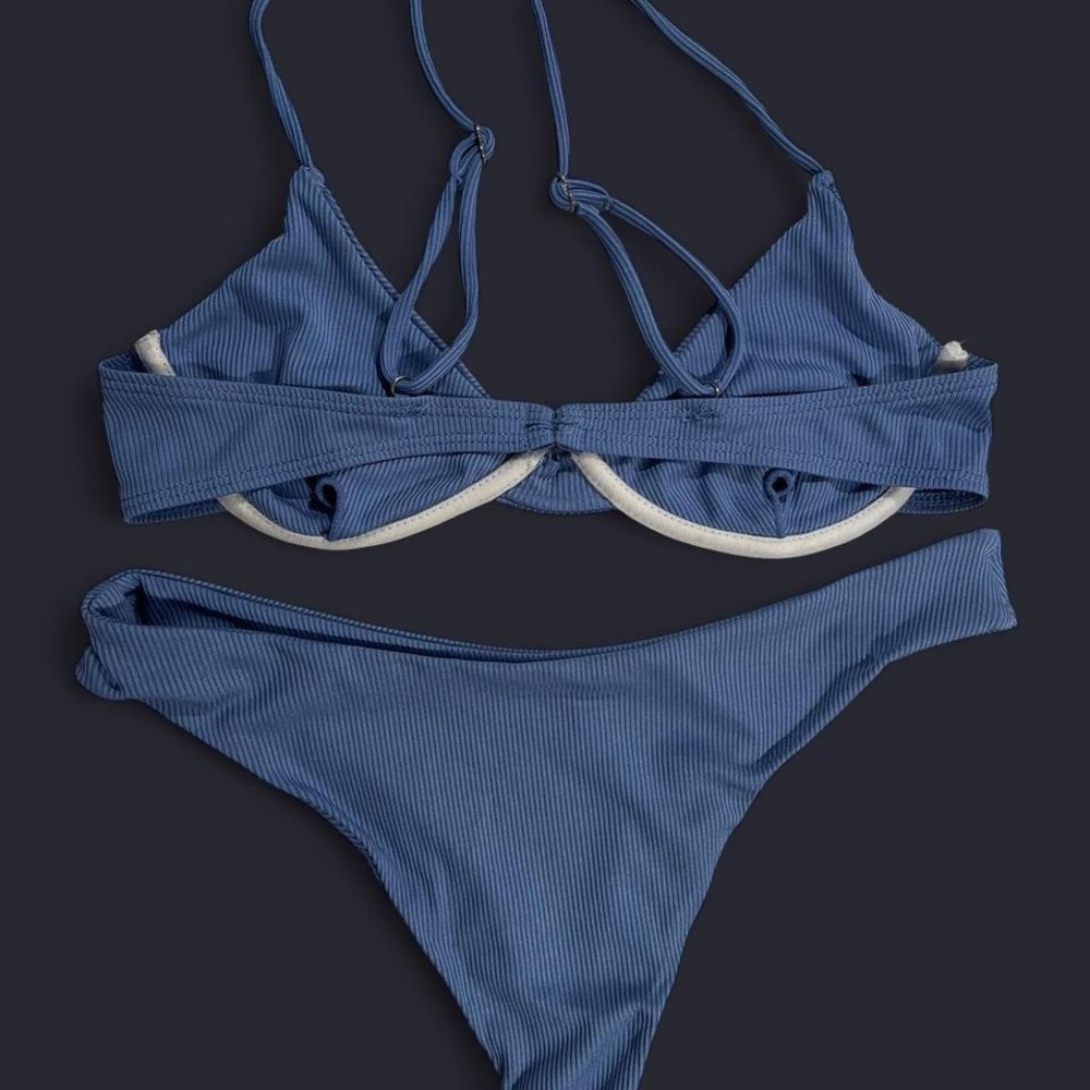 Blue Ribbed Bikini Set - Picture 2 of 2